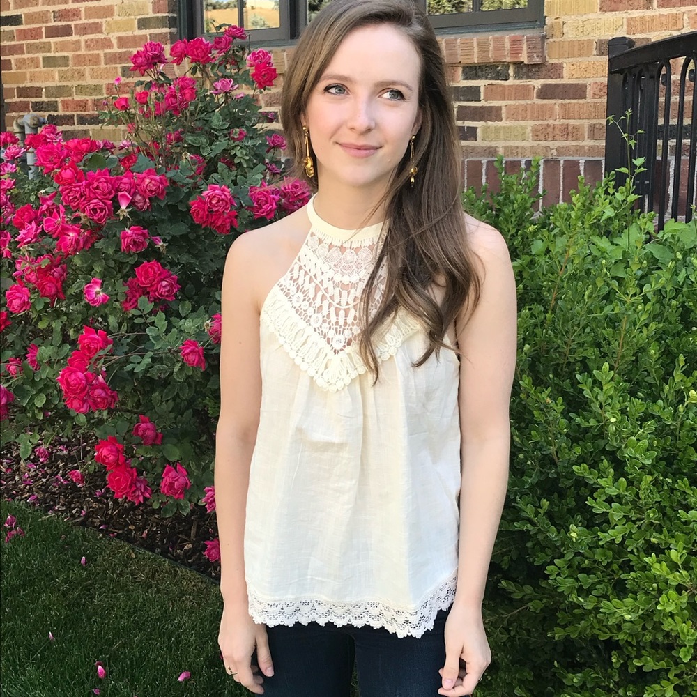 Crochet Halter Neck Lace Tank